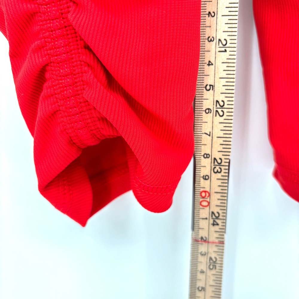 Wilo The‎ Label Red Ribbed Mid Rise Ruched Ankle Pull On Stretch Leggings XS - Picture 12 of 12